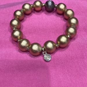 Tory Burch gold beaded stretchy bracelet